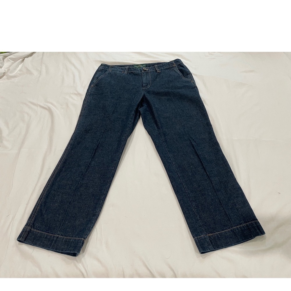 Lauren Ralph Lauren Jeans Co Womens Dark Wash Wide Leg Denim Trousers 8